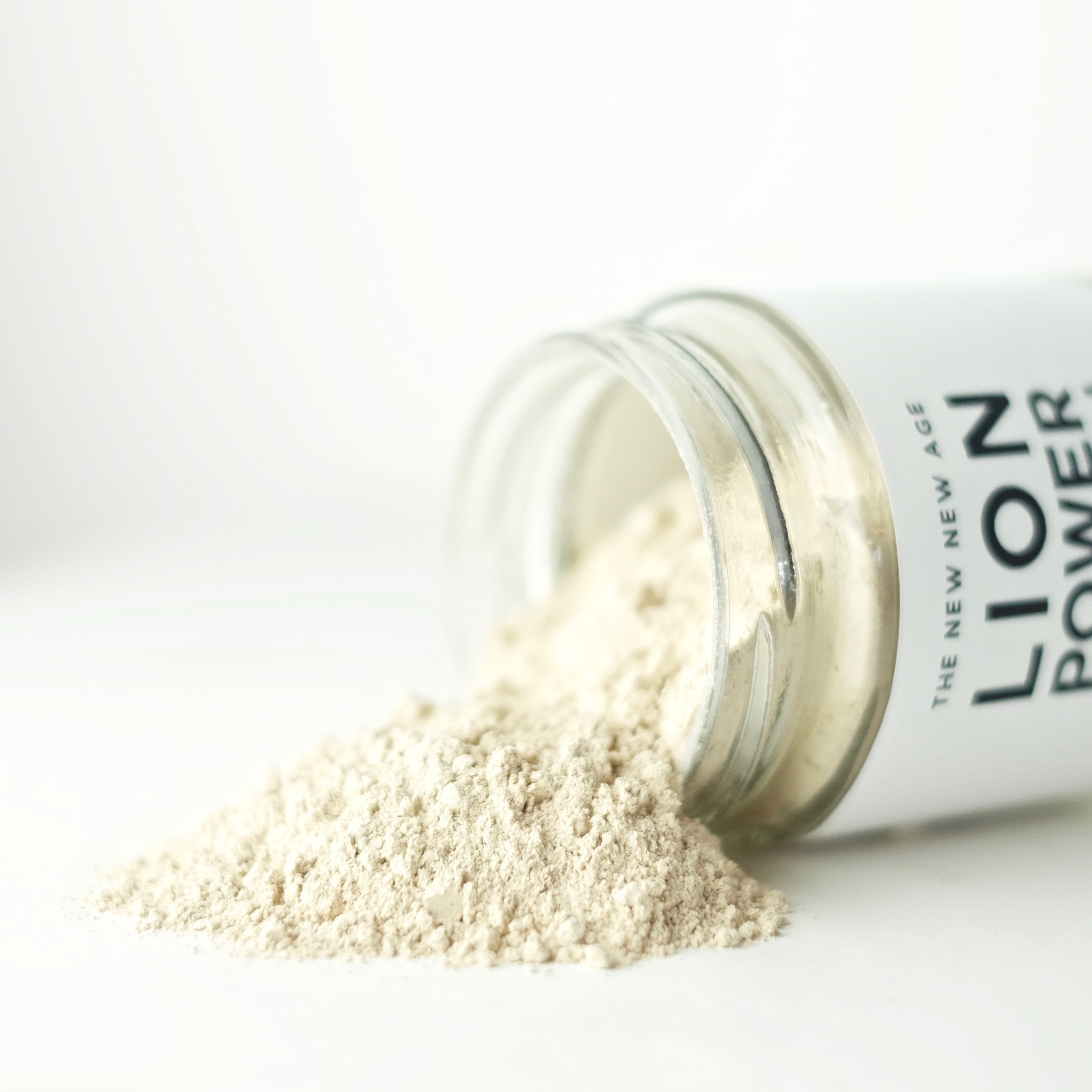 A close up of Lion Power Potion, made with organic Maca and Lion's Mane Mushroom.