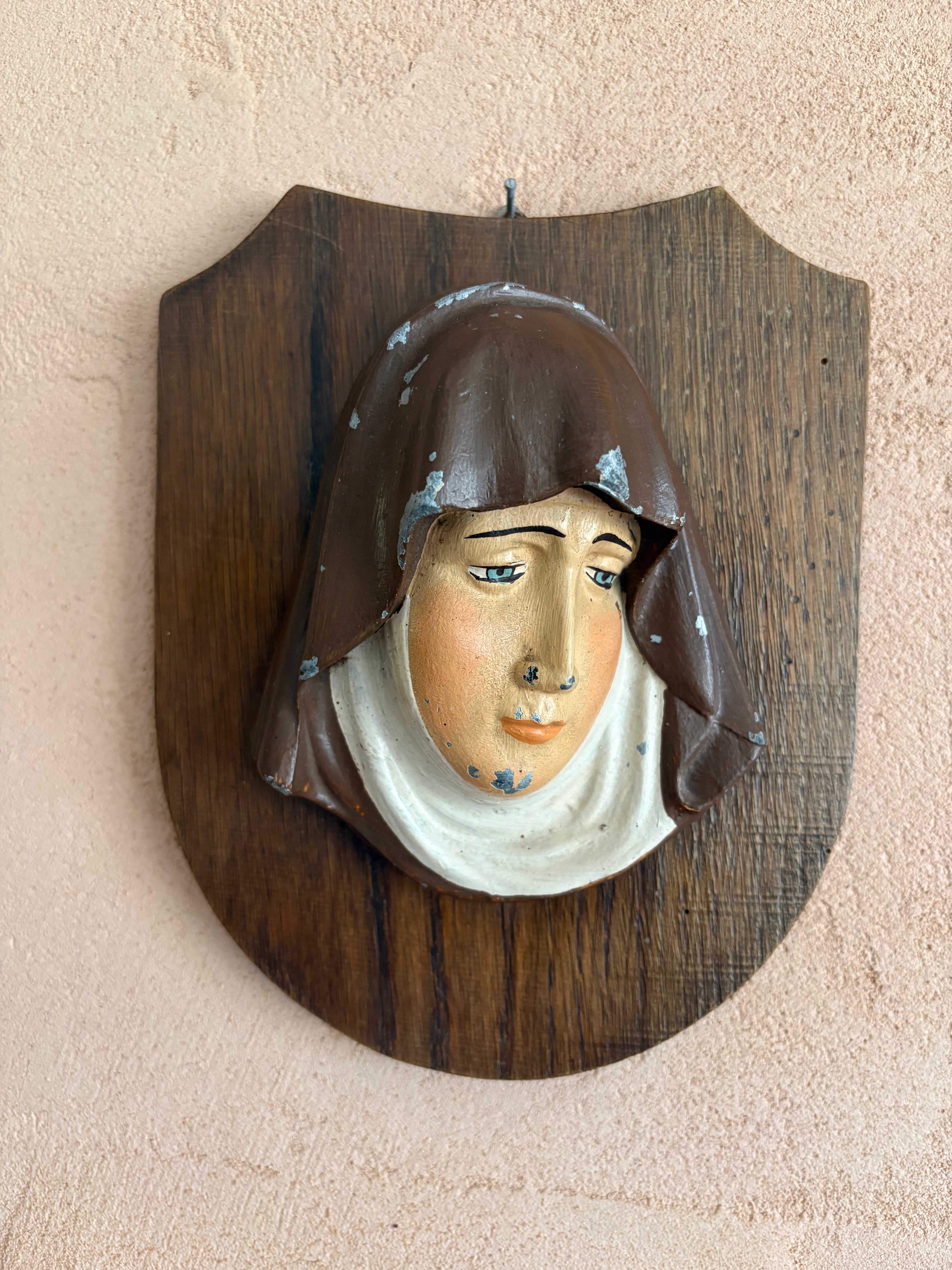 Our Lady of Sorrows vintage iron bust
