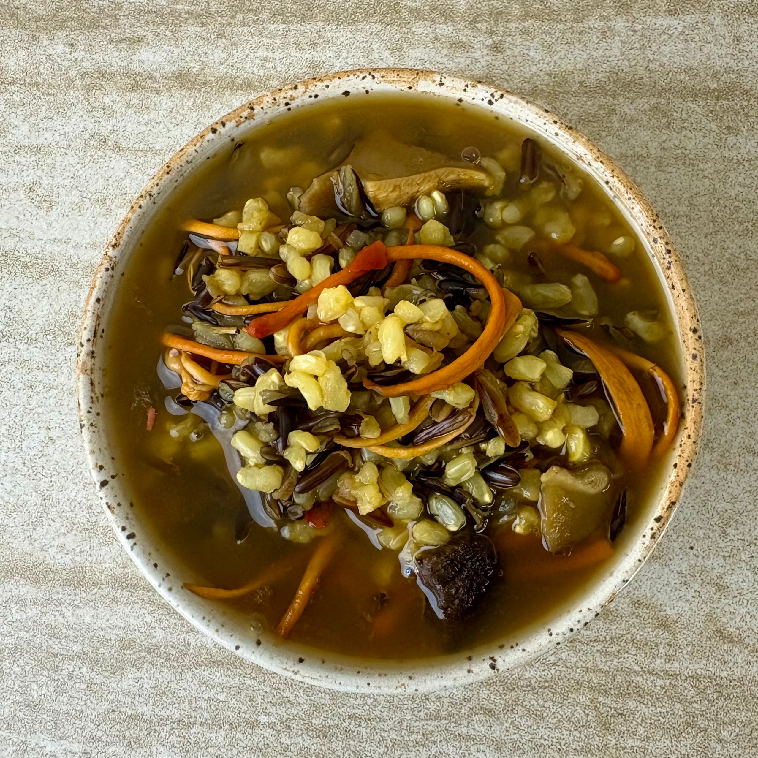BENEDICTINE SOUP: WILD RICE AND MUSHROOMS