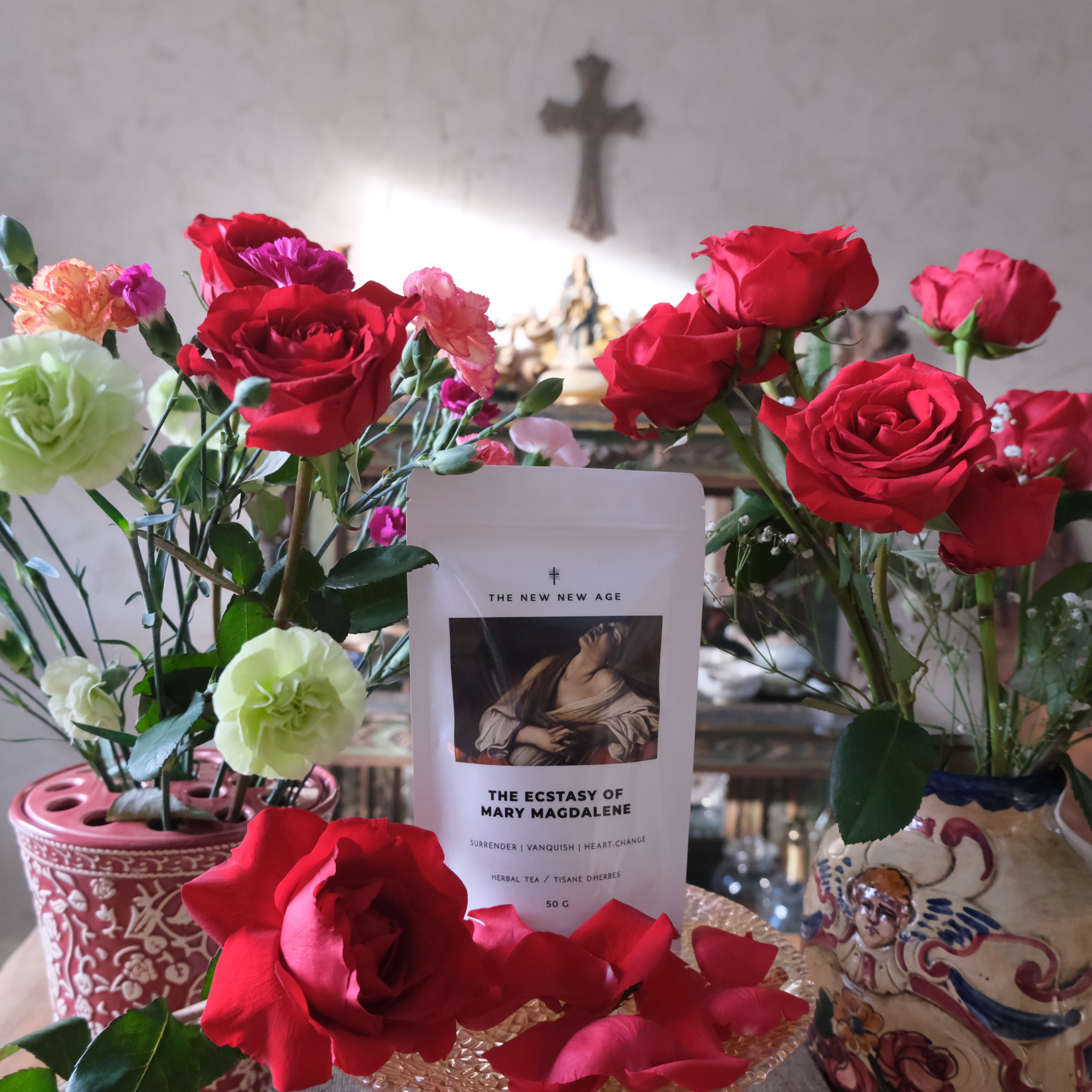 The Ecstasy of Mary Magdalene herbal tea from The New New Age Herb farm. 