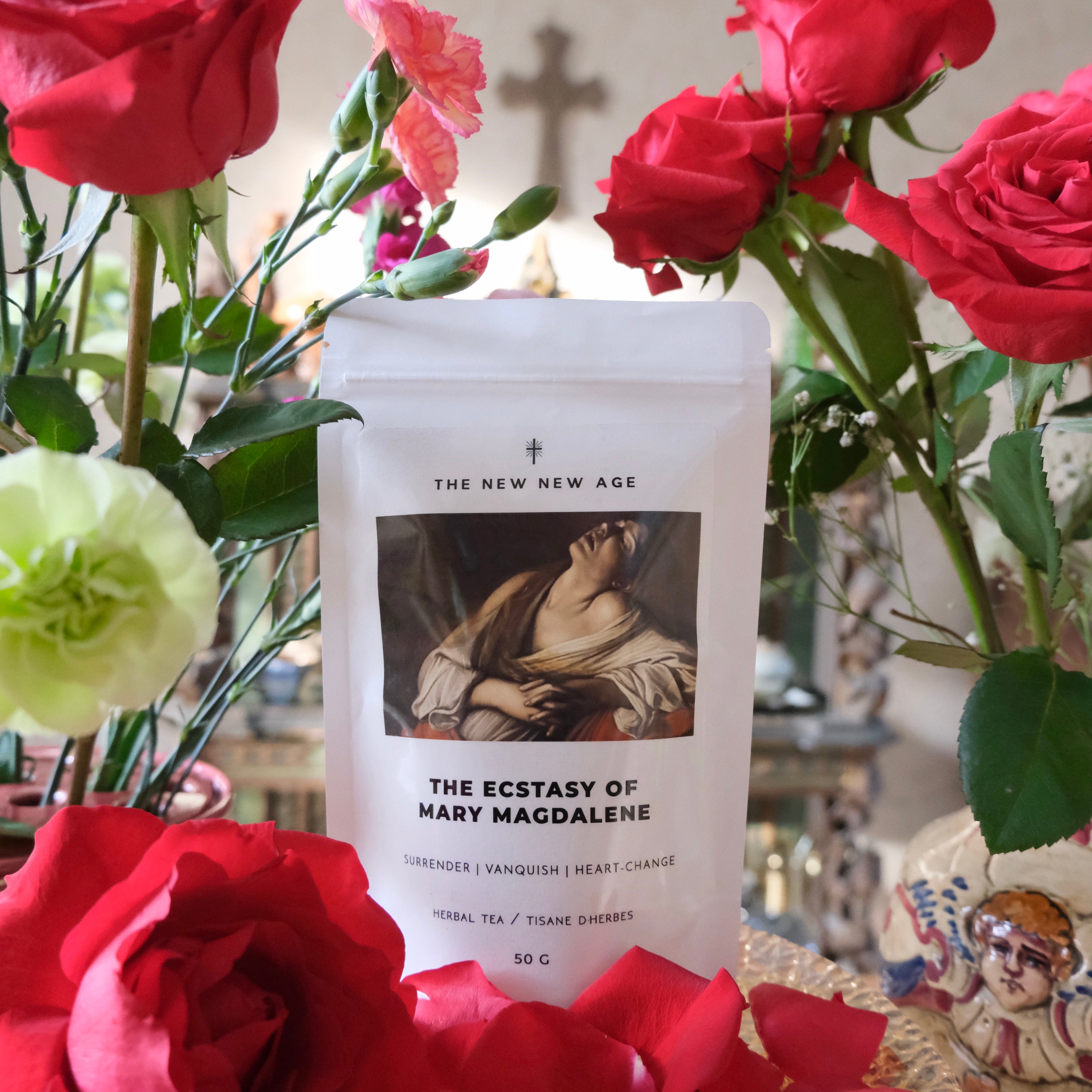 The Ecstasy of Mary Magdalene herbal tea from The New New Age Herb farm. 