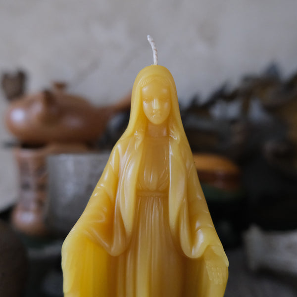 Blessed Virgin Mary Beeswax Candle/ Statue