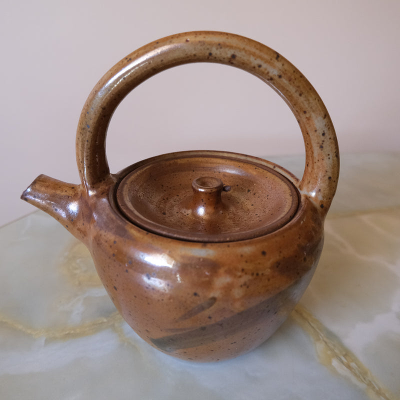 Vintage Ceramic Teapot with Shino Glaze