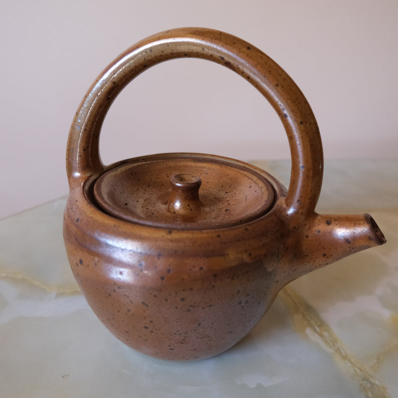 Vintage Ceramic Teapot with Shino Glaze