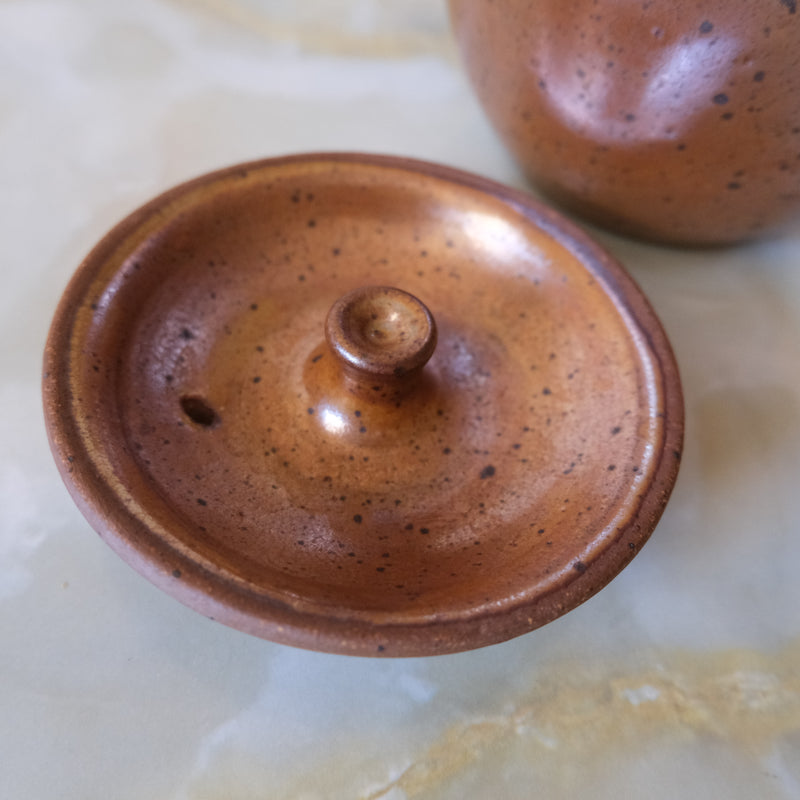 Vintage Ceramic Teapot with Shino Glaze