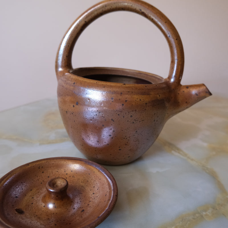 Vintage Ceramic Teapot with Shino Glaze