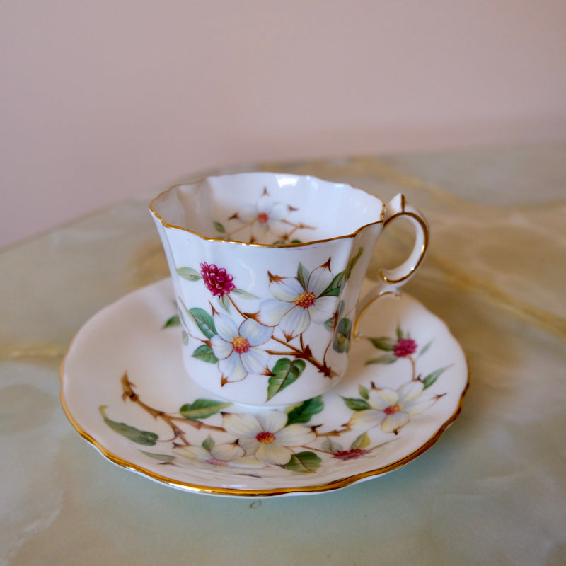 Hammersly and Co. Bone China Tea Cup and Saucer: Dogwood Blossom