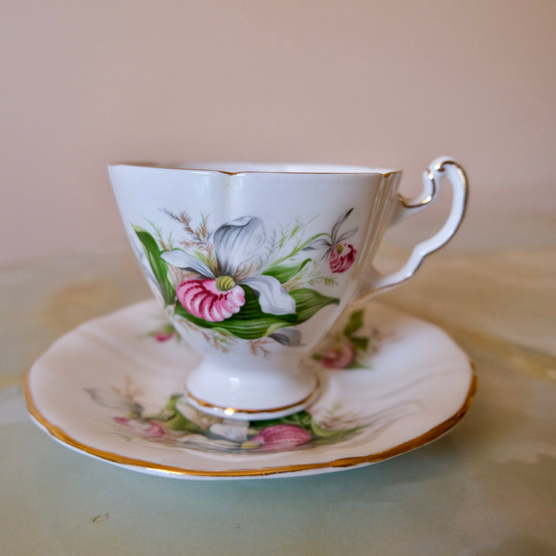 Royal Albert Bone China Tea Cup and Saucer: Ladyslipper Orchid