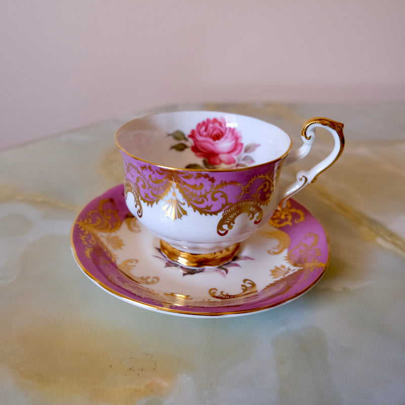 Paragon Bone China Tea Cup and Saucer: Antique Rose