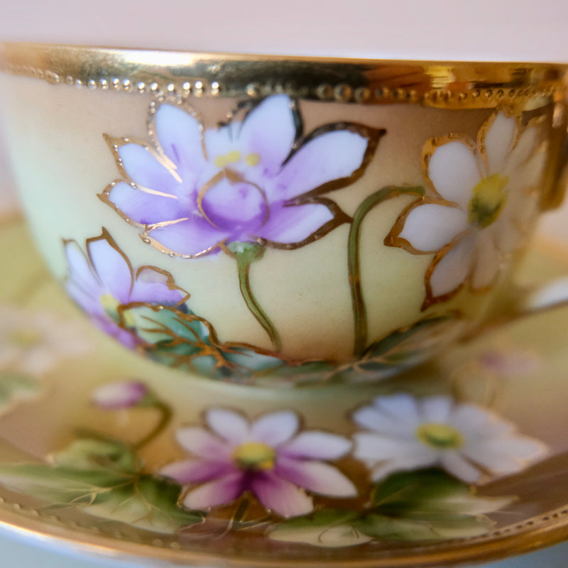 Handpainted Bone China Tea Cup and Saucer from Japan