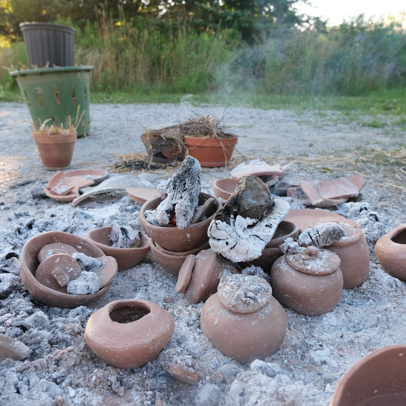 Pit fired micaceous clay earthenware tea bowl by The New New Age.