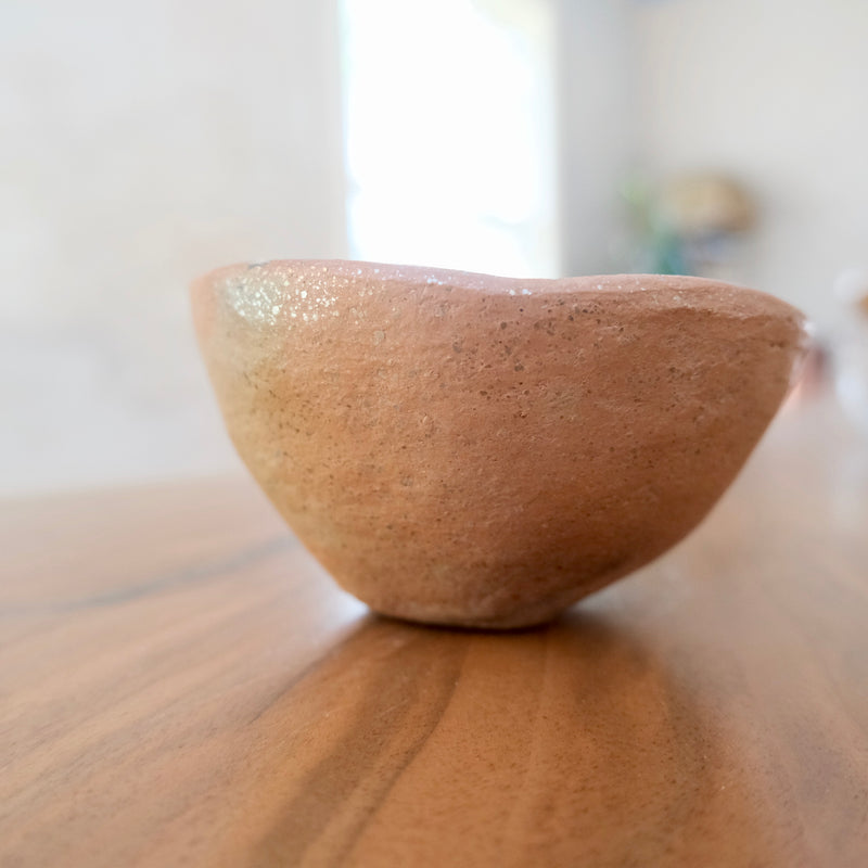 Pit fired micaceous clay earthenware tea bowl by The New New Age. 