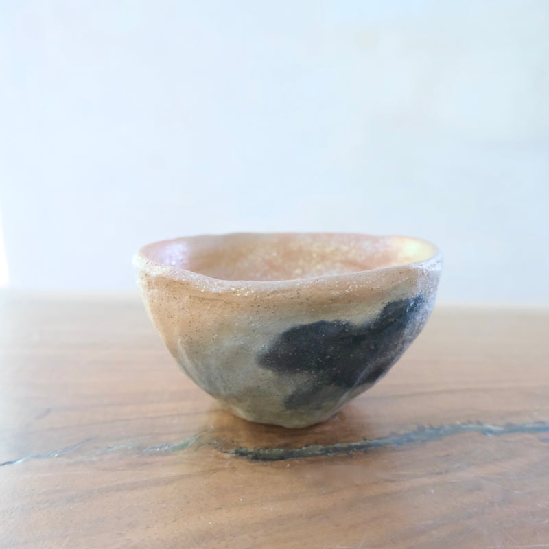 Pit fired micaceous clay earthenware tea bowl by The New New Age.