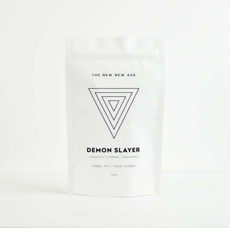 A bag of Rhodiola Root herbal tea, called Demon Slayer.