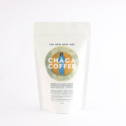 A bag of Chaga Mushroom Coffee, made by The New New Age.