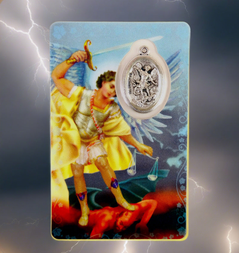 PRAYER CARD ST. MICHAEL WITH MEDAL