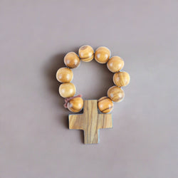 ROSARY RING OLIVE WOOD FROM THE HOLY LAND